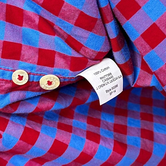 J. Crew Men's Blue Red Plaid Button Down Long Sleeve Shirt Size M - Picture 7 of 11